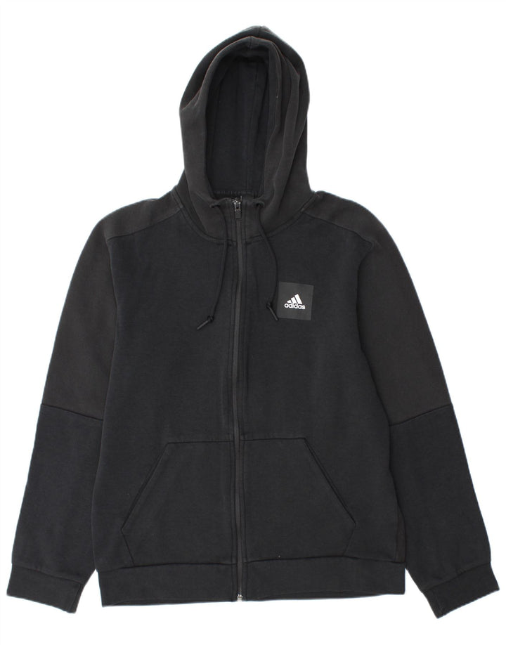 Adidas Herren-Kapuzenpullover mit Reißverschluss, mittelschwarz, Baumwolle