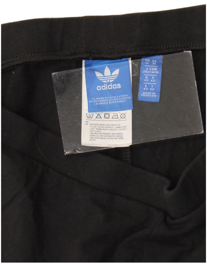 Adidas Damen Leggings UK 14 Medium Schwarz Baumwolle