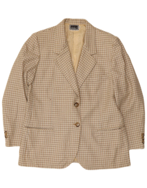 Luisa Spagnoli Damen 2-Knopf-Blazerjacke IT 48 XL Beige Hahnentrittmuster