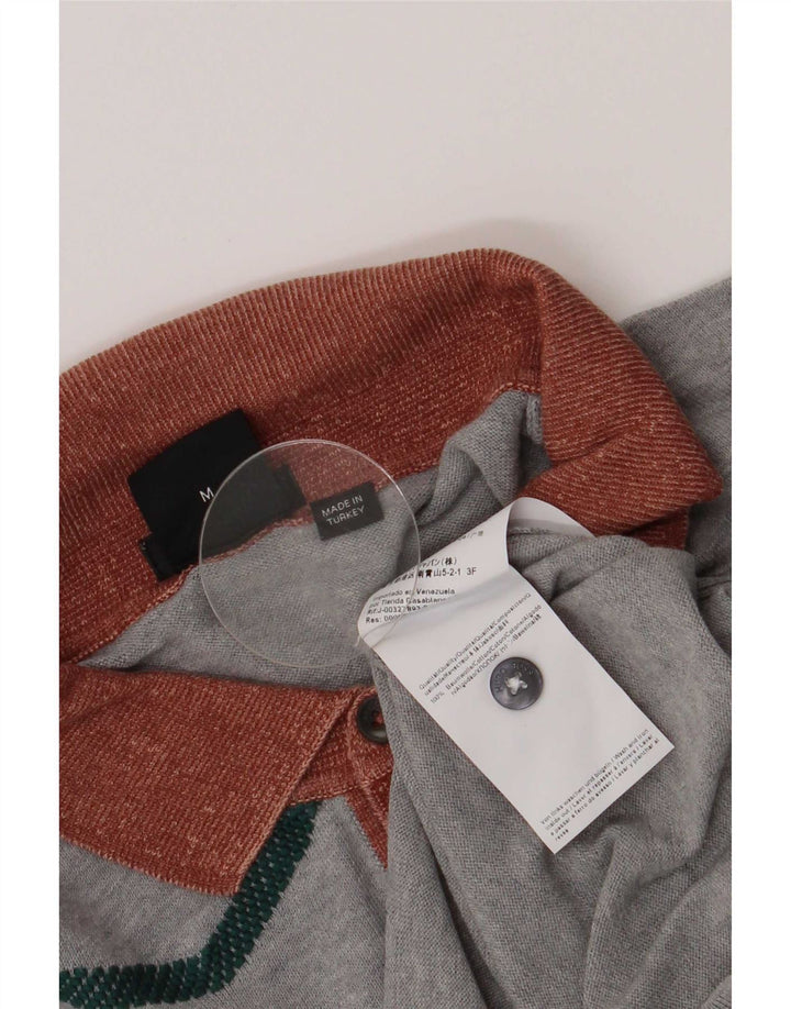 Hugo Boss Herren Kurzarm-Polo-Pullover mit Chevronmuster in Mittelgrau