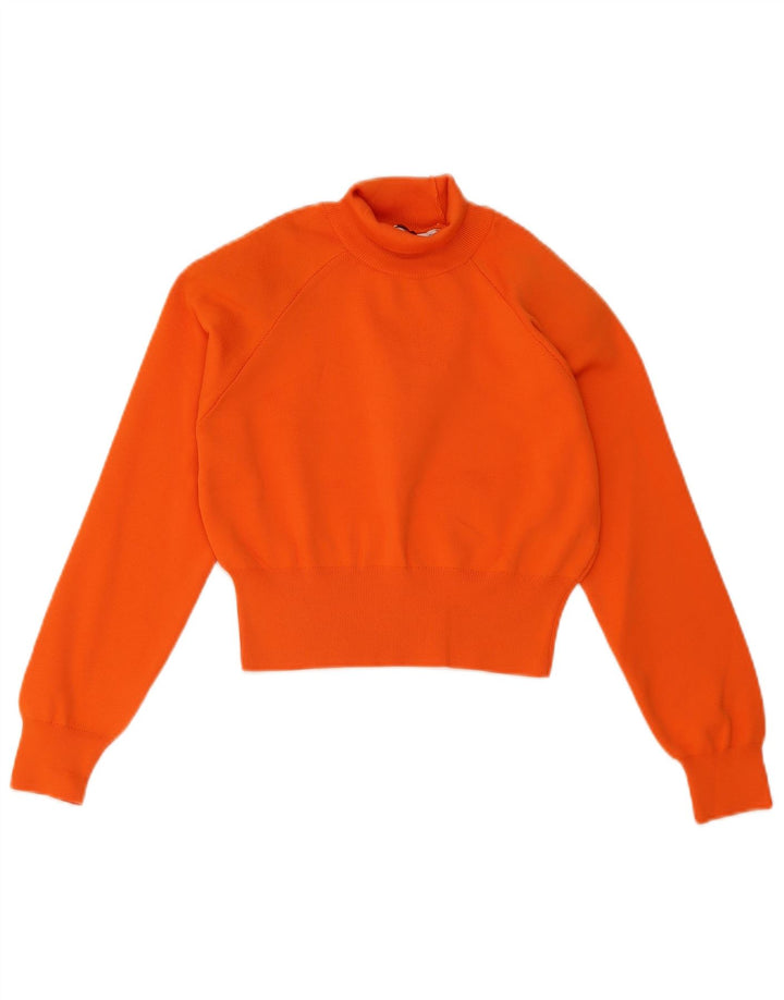 Zara Damen Crop Rollkragenpullover Pullover UK 10 Small Orange Polyester