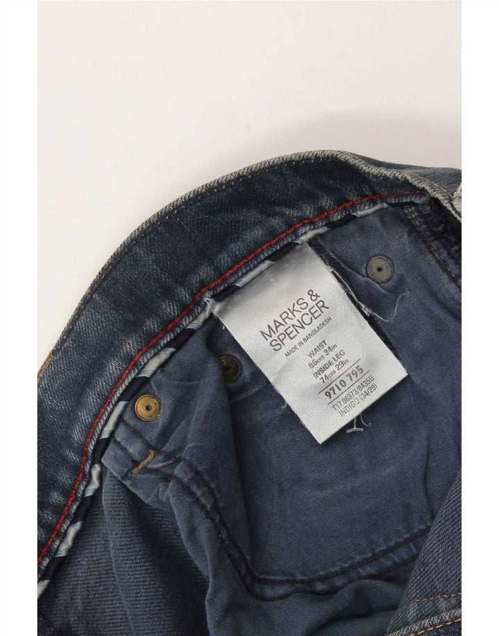 Marks & Spencer Damen Straight Jeans W34 L25 Blaue Baumwolle