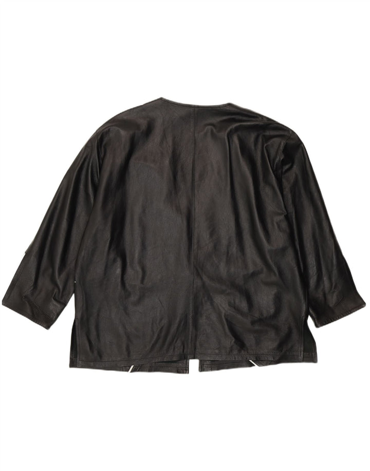 VINTAGE Damen Lederjacke UK 20 2XL Schwarz