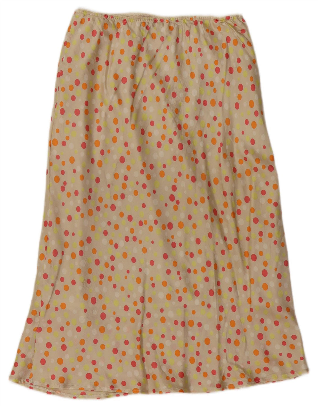 VINTAGE Damen Maxirock W26 Small Beige Polka Dot