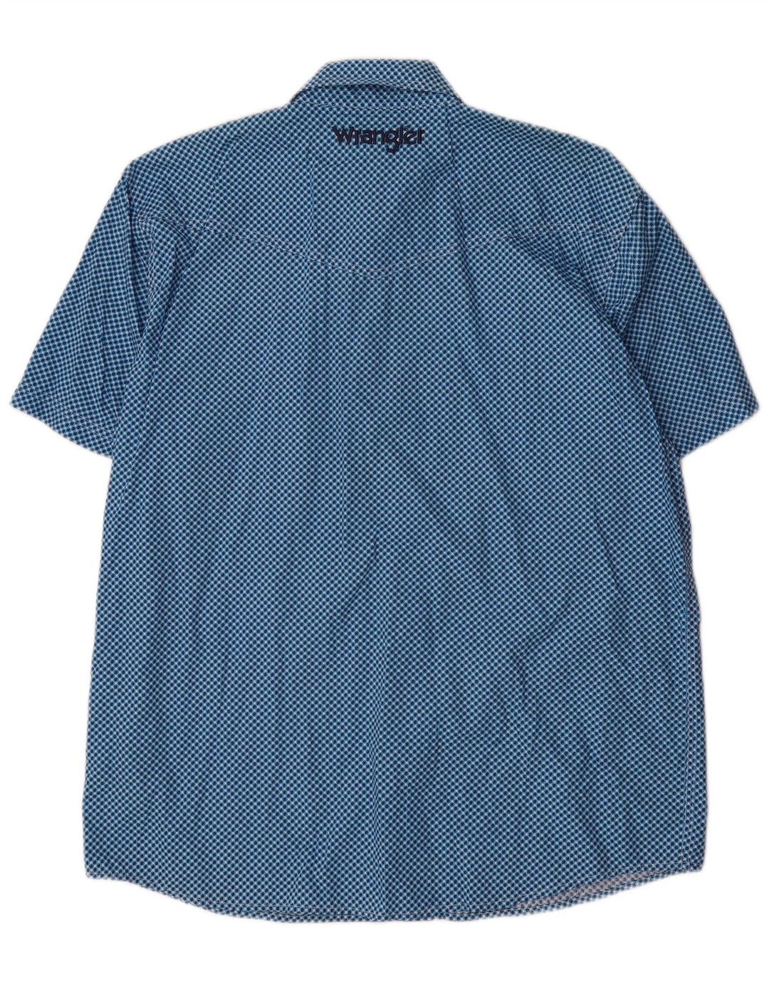 Wrangler Herren-Kurzarmhemd, groß, blau, geometrisch, Baumwolle