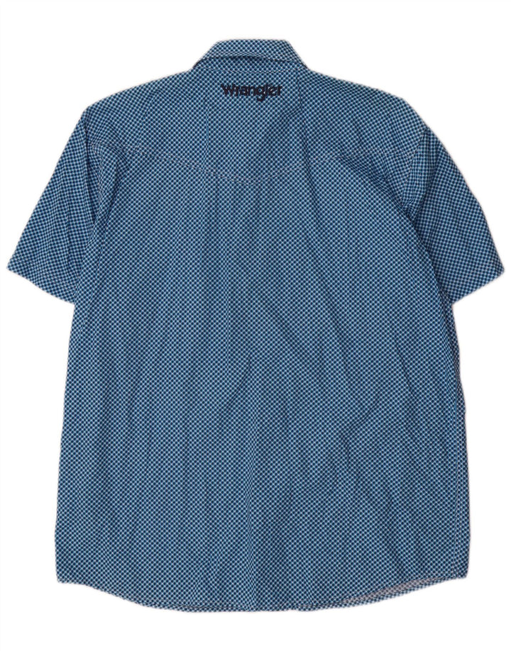Wrangler Herren-Kurzarmhemd, groß, blau, geometrisch, Baumwolle