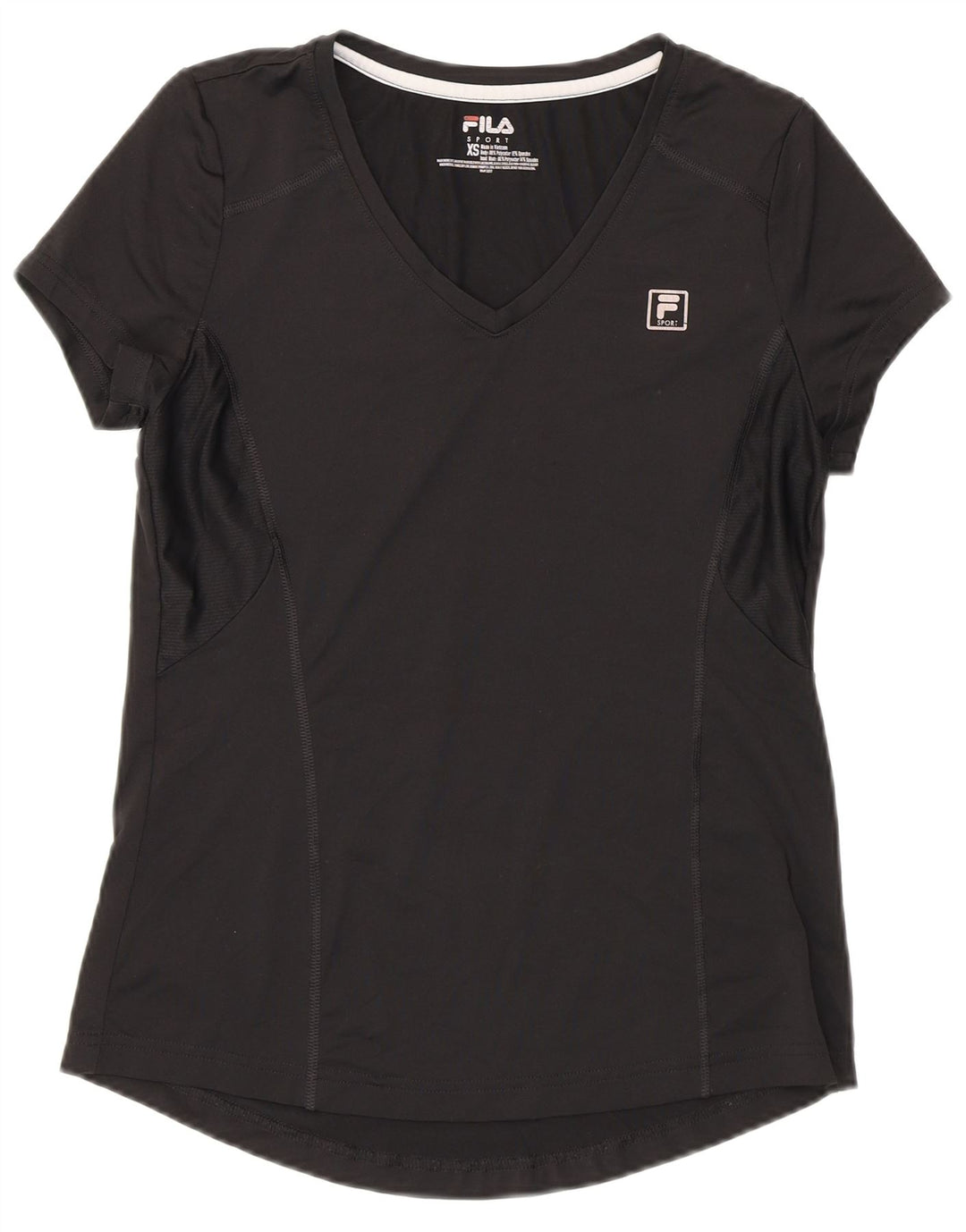 Fila Damen T-Shirt Top UK 6 XS Schwarz Polyester