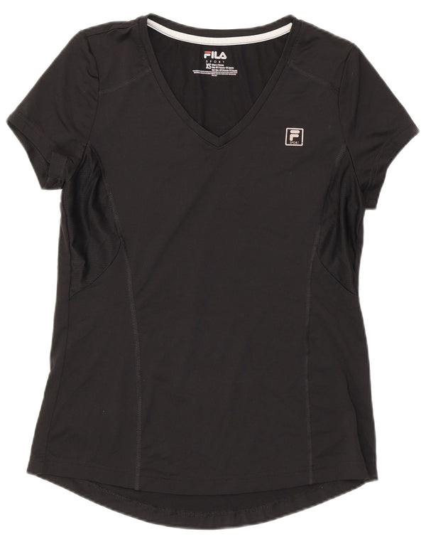 Fila Damen T-Shirt Top UK 6 XS Schwarz Polyester