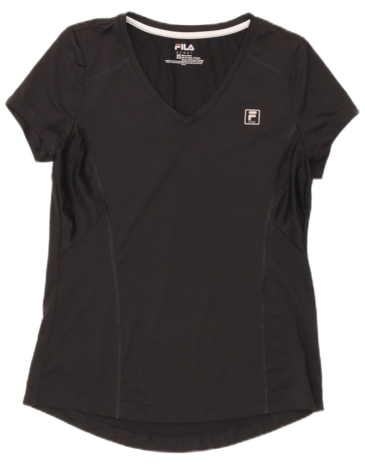 Fila Damen T-Shirt Top UK 6 XS Schwarz Polyester