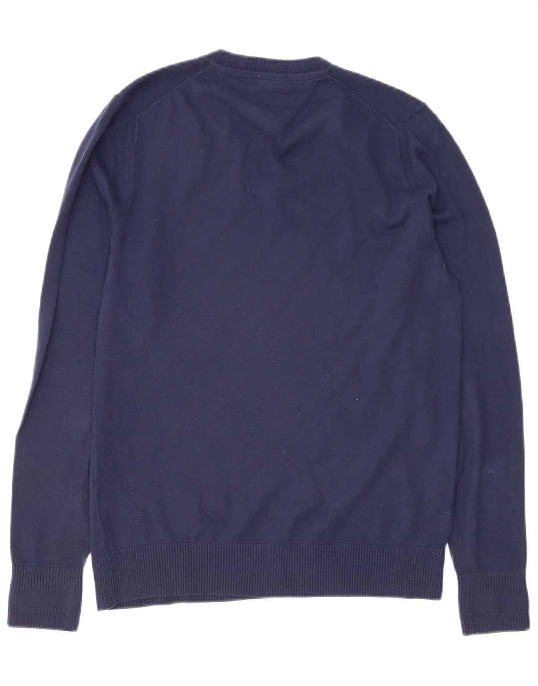 TOMMY HILFIGER Herren-Pullover mit V-Ausschnitt, mittlere marineblaue Baumwolle