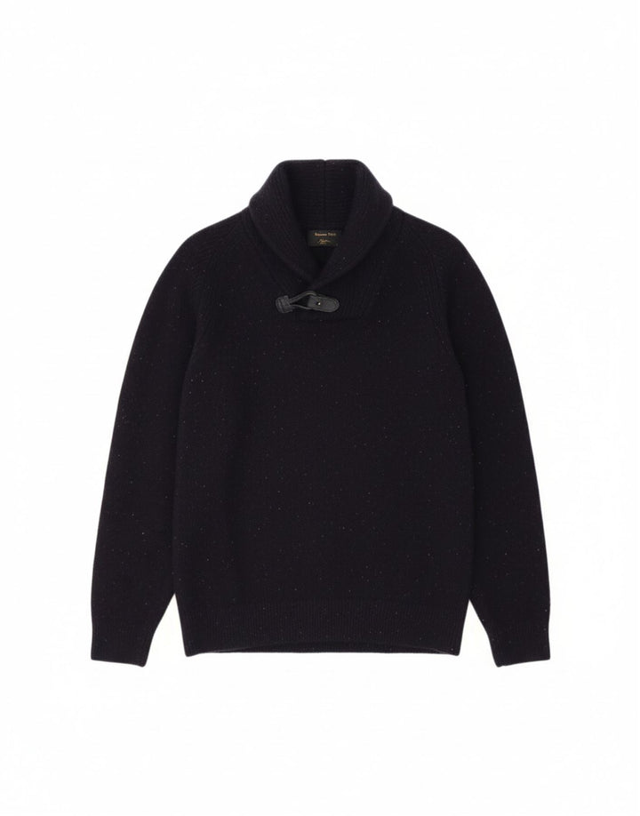 MASSIMO DUTTI Womens Shawl Neck Jumper Sweater UK 14 Large Navy Blue