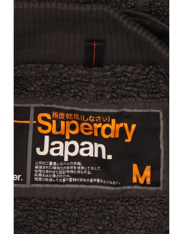 Superdry Herren-Parka mit grafischer Kapuze, UK 38, mittelgraues Polyester