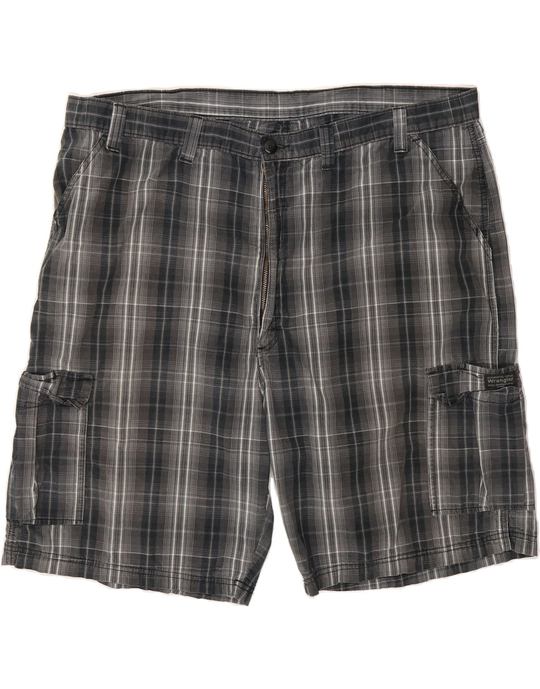 WRANGLER Mens Cargo Shorts W44 2XL Grey Check Cotton Vintage Wrangler and Second-Hand Wrangler from Messina Hembry 