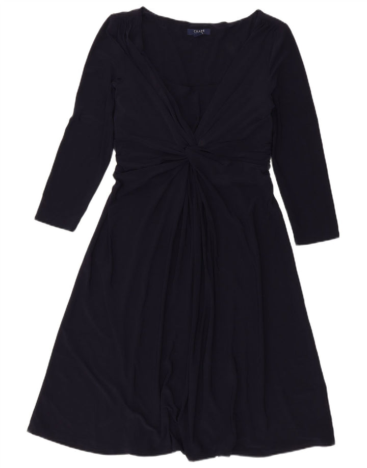 Chaps Damen-Kleid in A-Linie mit 3/4-Ärmeln, Größe M, Marineblau, Polyester