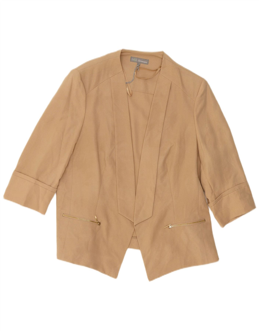 Marks & Spencer Damen-Blazer mit 3/4-Ärmeln, offen, UK 20, 2XL, Beige