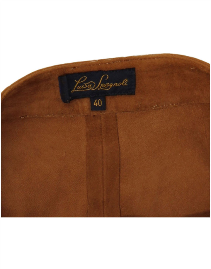 Luisa Spagnoli Damen Wildleder Minirock IT 40 Small W28 Braunes Leder