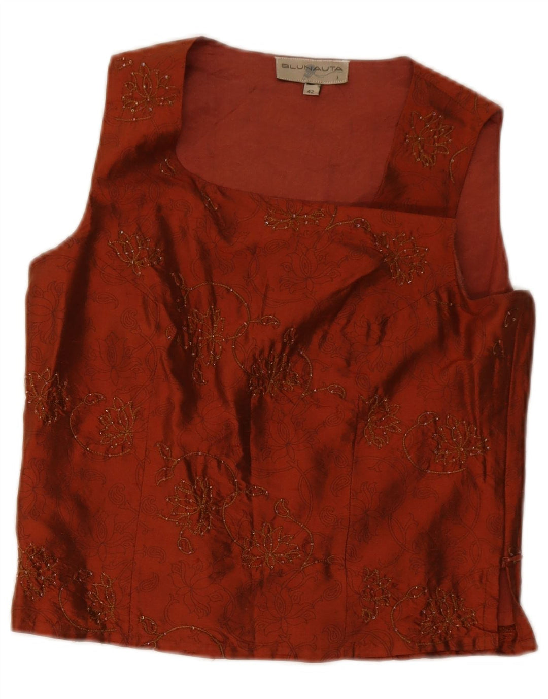 Blunauta Damen 4-Knopf-3-teiliges Set IT 42 Medium W28 Orange Blumenseide