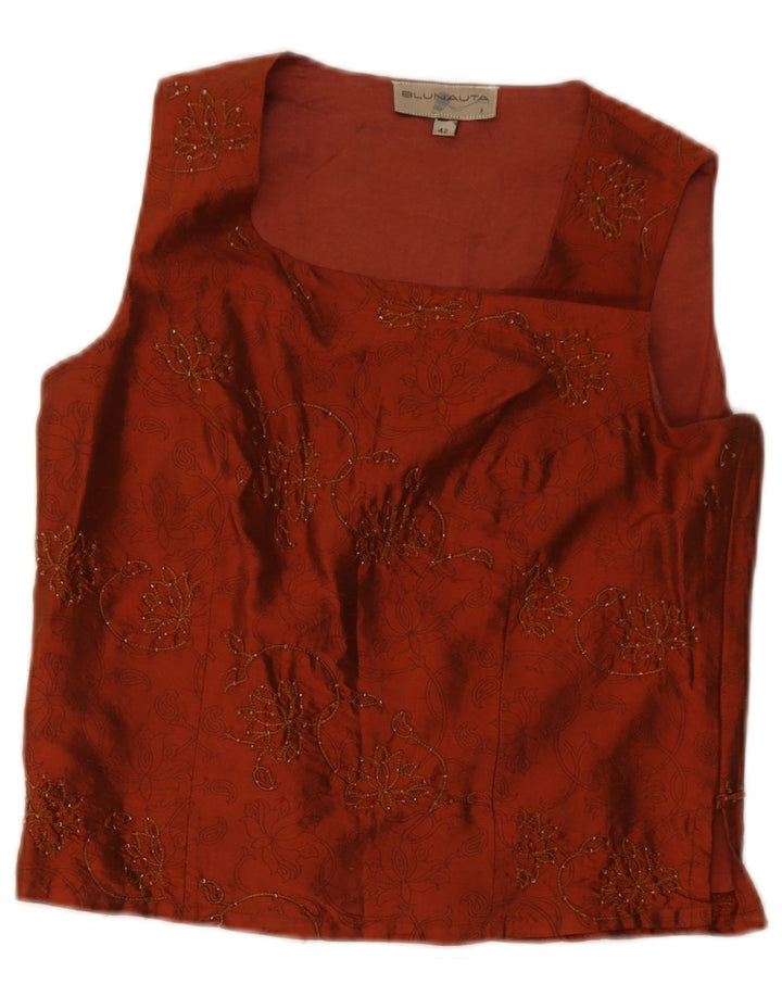 Blunauta Damen 4-Knopf-3-teiliges Set IT 42 Medium W28 Orange Blumenseide