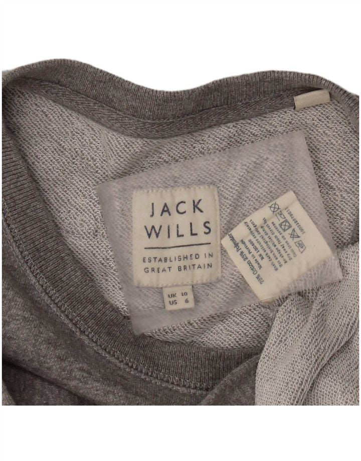 JACK WILLS Damen-Sweatshirt mit Grafik, UK 10, Größe S, grau, Baumwolle