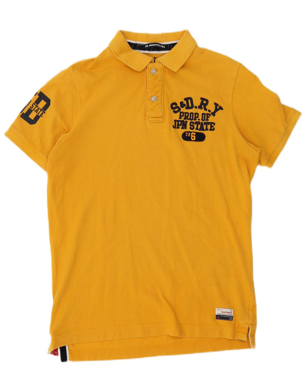 Superdry Herren-Poloshirt mit Grafik XL, gelbe Baumwolle