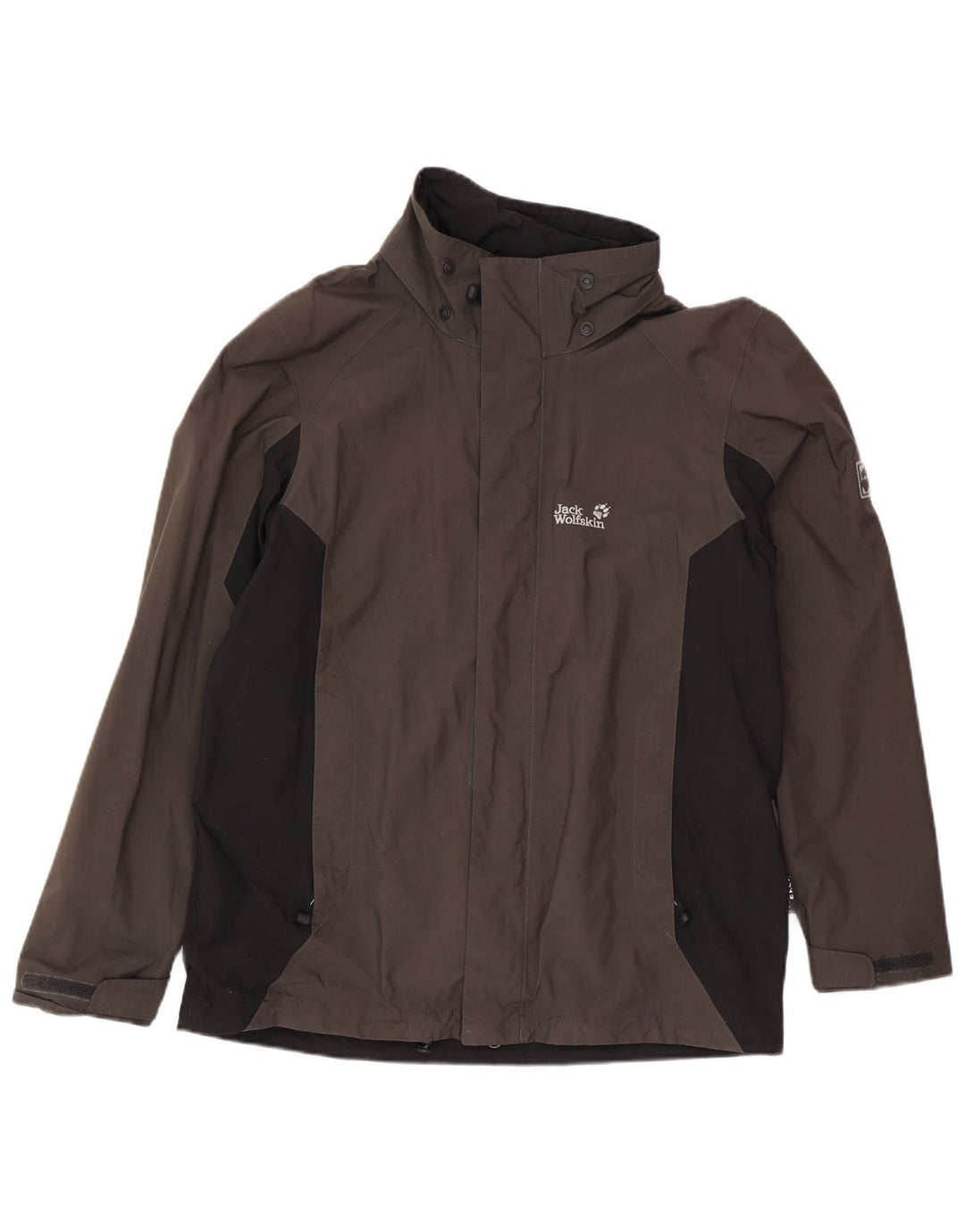 Jack Wolfskin Herren Regenjacke UK 36/38 Mittelbraunes Colourblock-Polyamid
