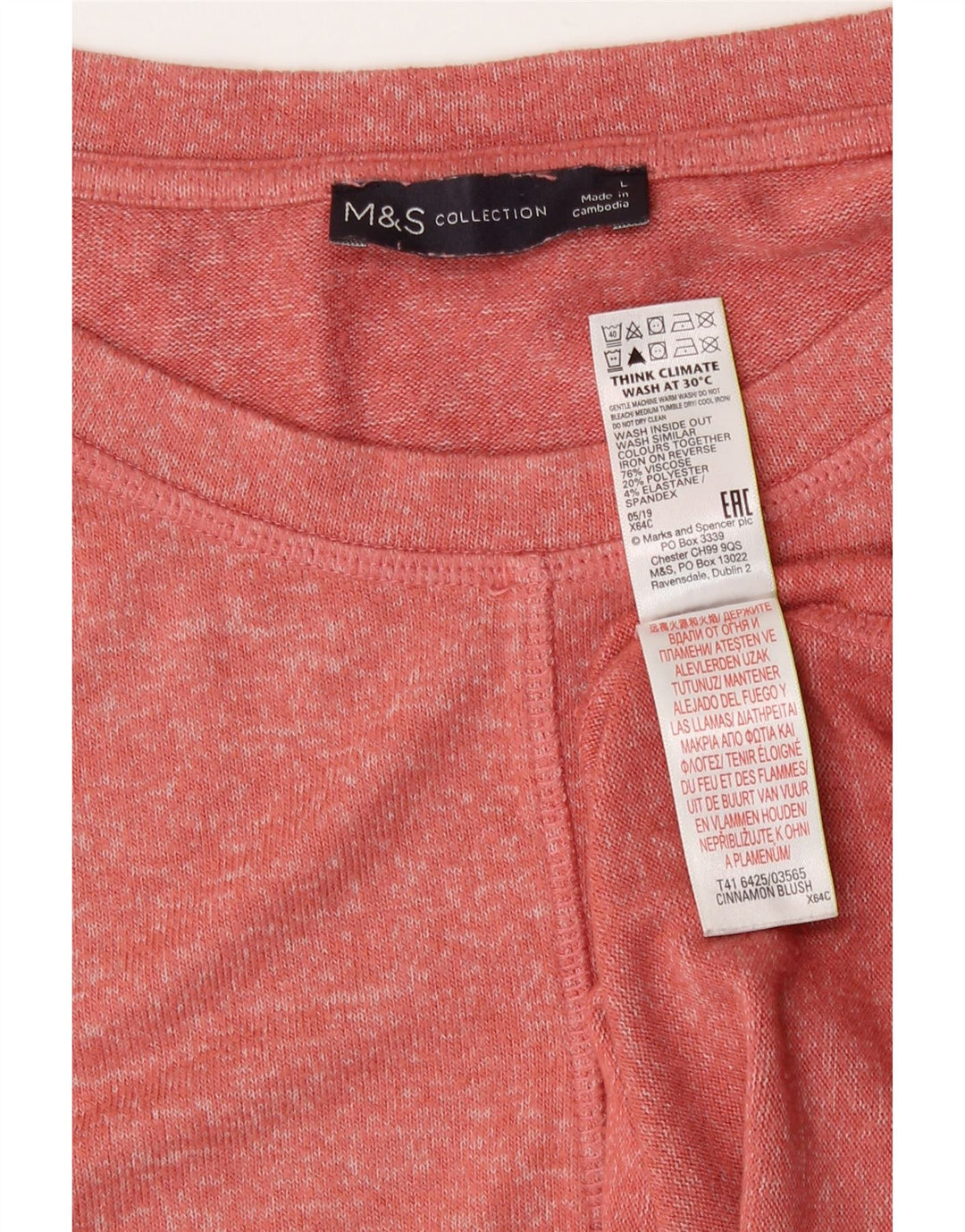 Marks & Spencer Damen T-Shirt Top UK 16 Large Orange Viskose