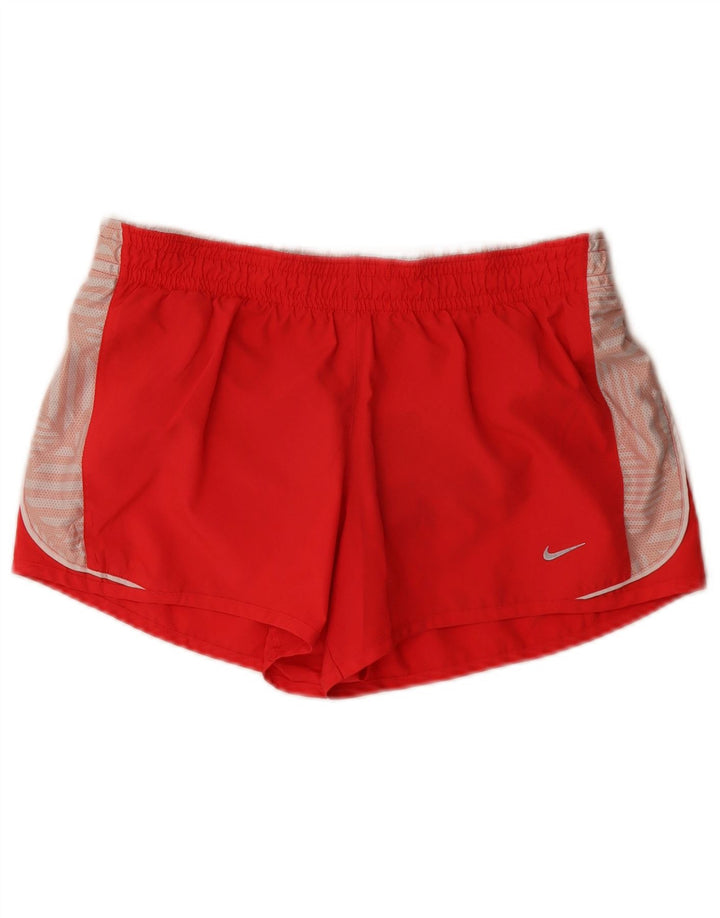 Nike Damen-Sportshorts UK 14 Mittelrotes Colourblock-Polyester
