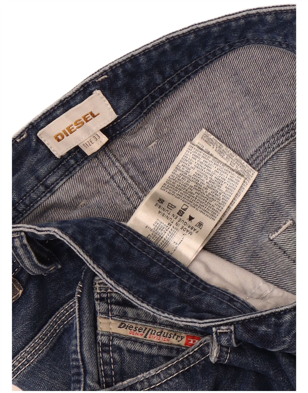 Diesel Herren Distressed Denim Shorts W33 Mittelblaue Baumwolle