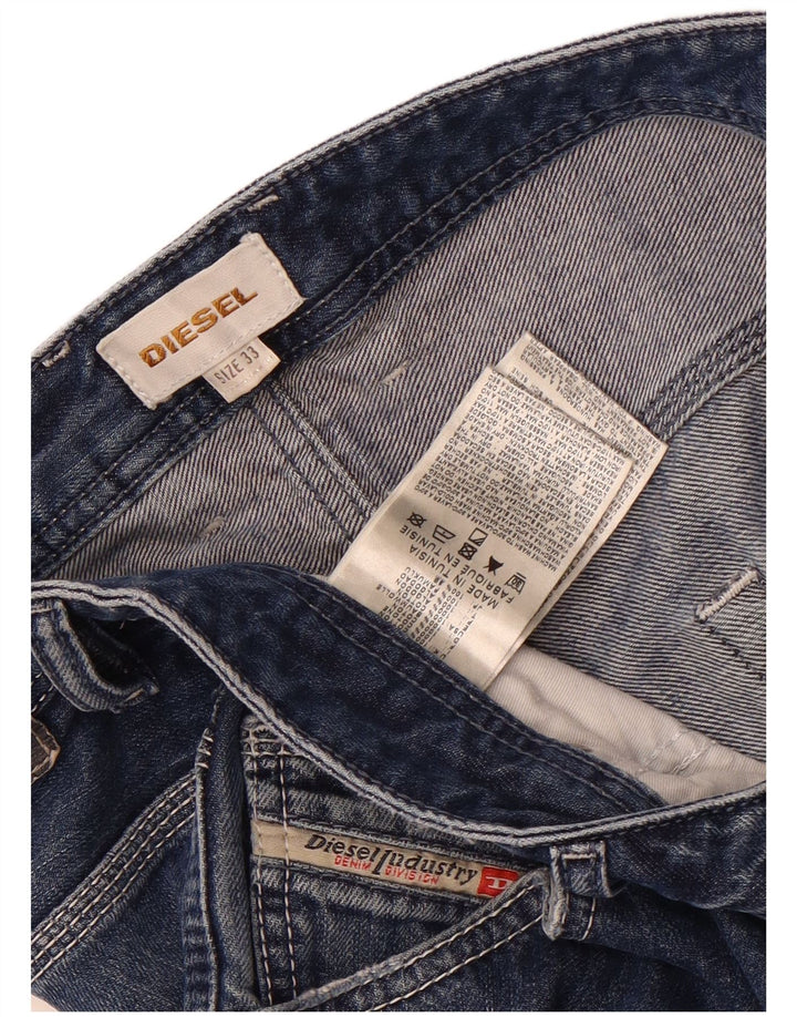 Diesel Herren Distressed Denim Shorts W33 Mittelblaue Baumwolle