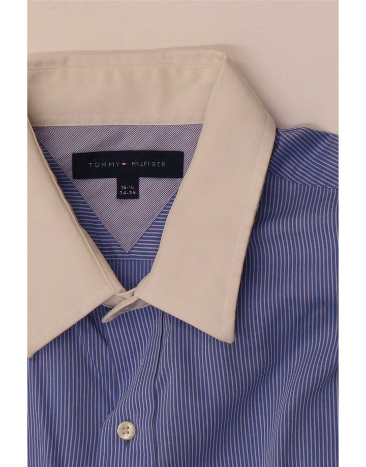 Tommy Hilfiger Herrenhemd Größe 16 1/2 Large Blauer Nadelstreifen