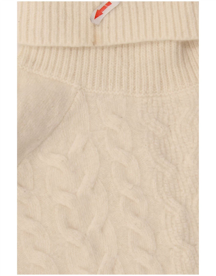 Reiss Damen-Pullover mit Rollkragen, UK 14, mittlere, cremefarbene Wolle