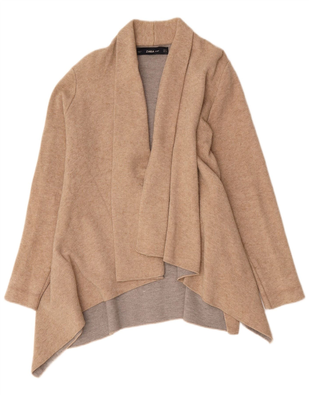 Zara Asymmetrischer Longline-Cardigan für Damen, Gr. 14, Mittelbeige