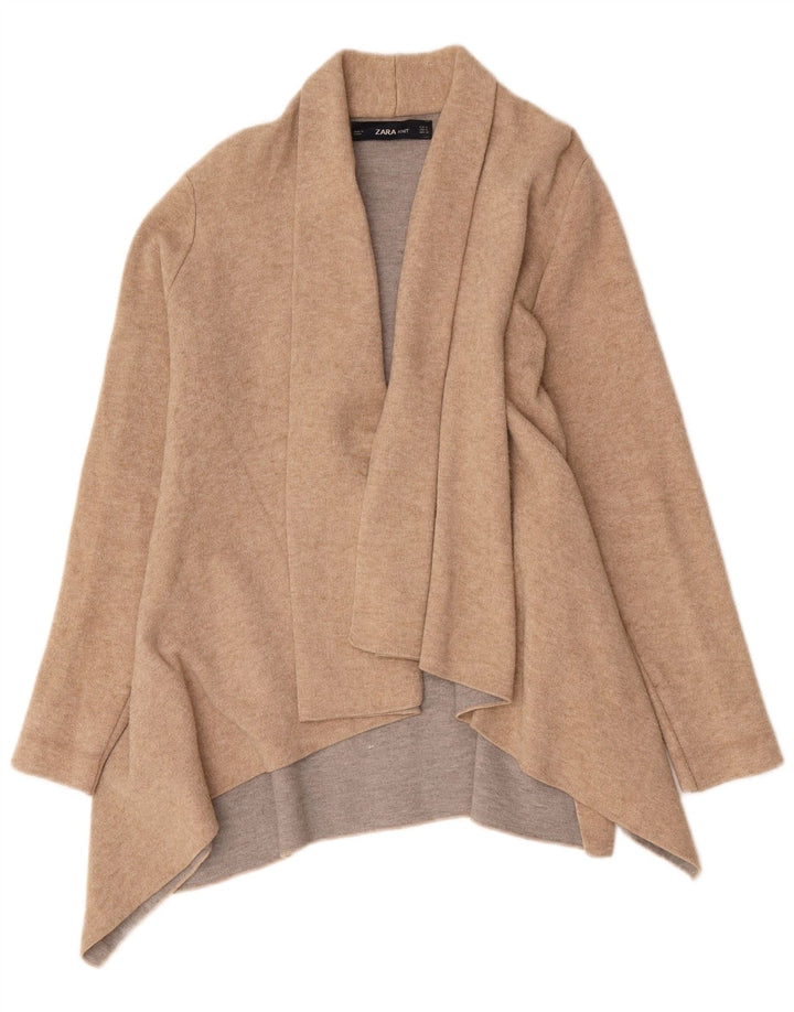 Zara Asymmetrischer Longline-Cardigan für Damen, Gr. 14, Mittelbeige