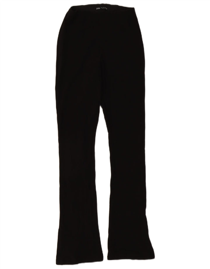 Zara Damen-Flare-Freizeithose, Größe S, W26, L30, Schwarz, Polyester