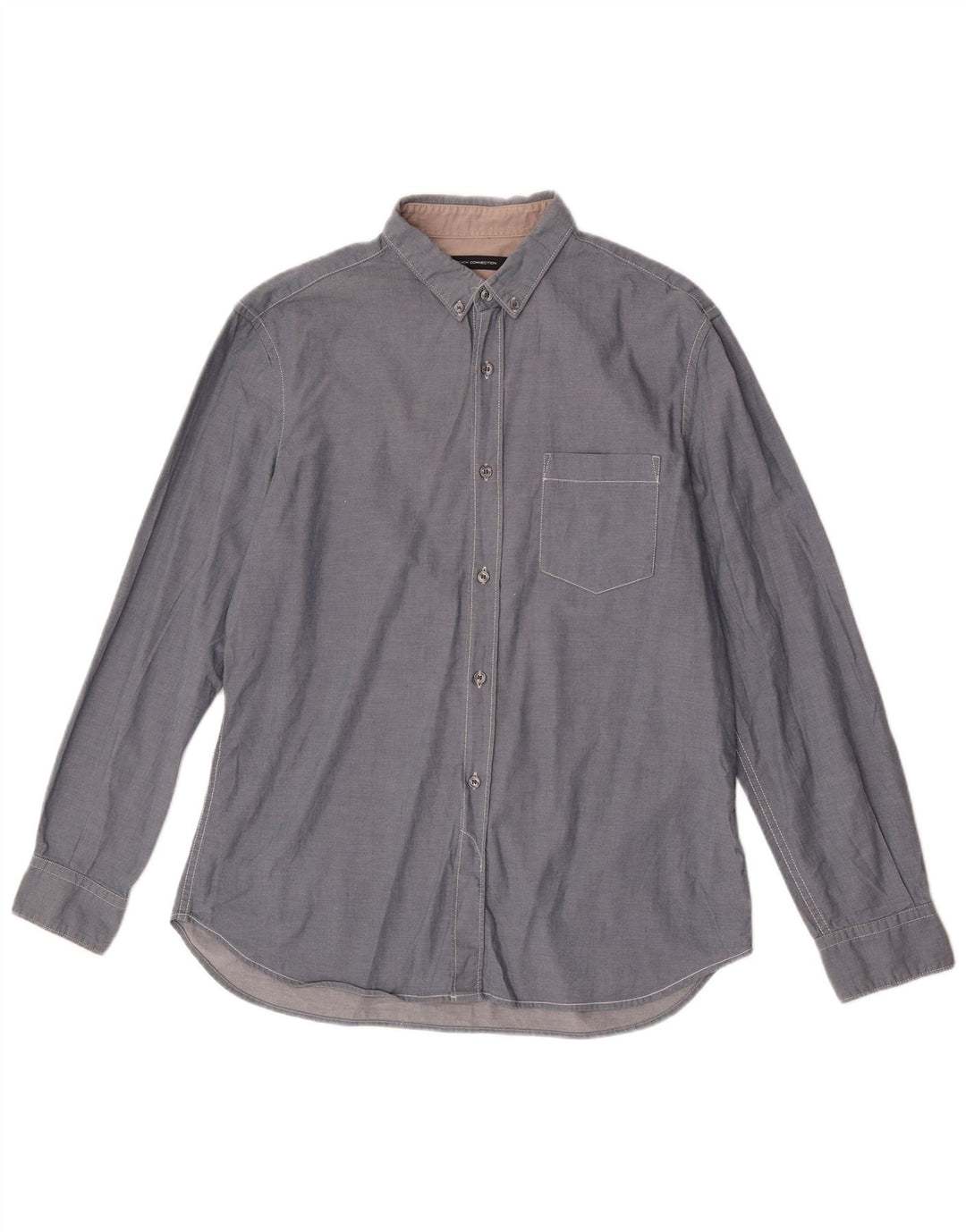 French Connection Herren-Hemd, groß, aus blauer Baumwolle