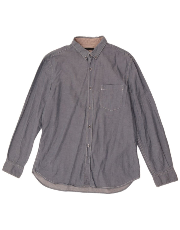 French Connection Herren-Hemd, groß, aus blauer Baumwolle