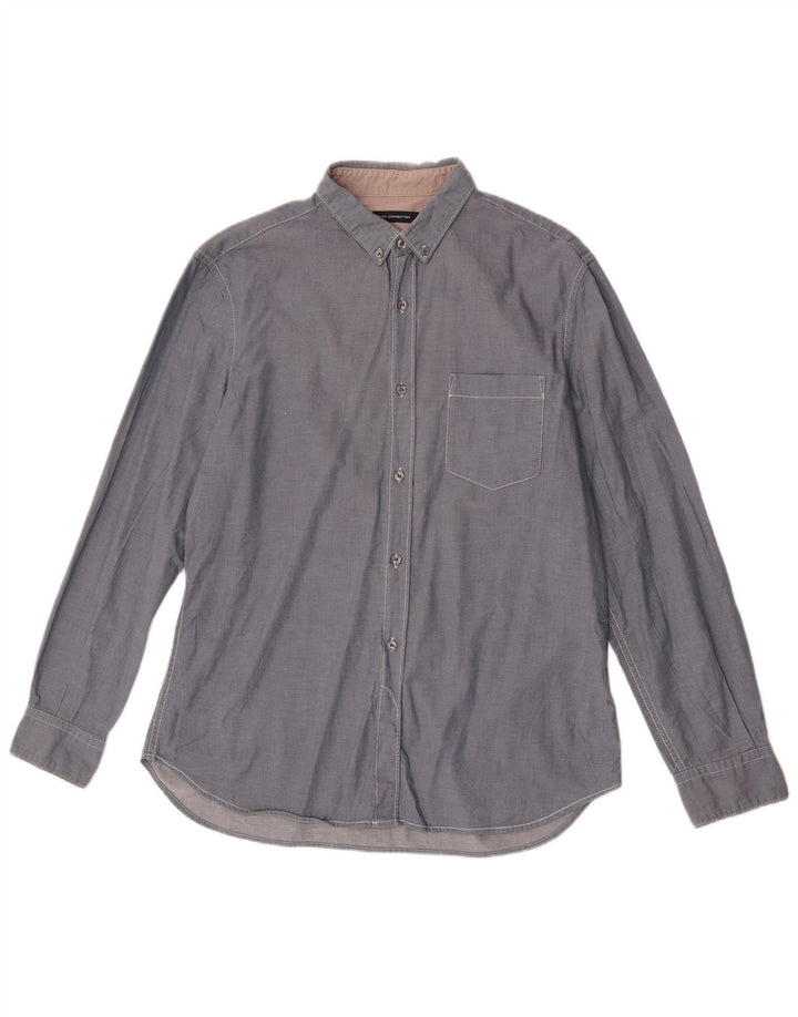 French Connection Herren-Hemd, groß, aus blauer Baumwolle