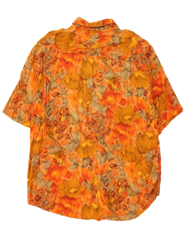 Wampum Herren Kurzarmhemd Large Orange Floral