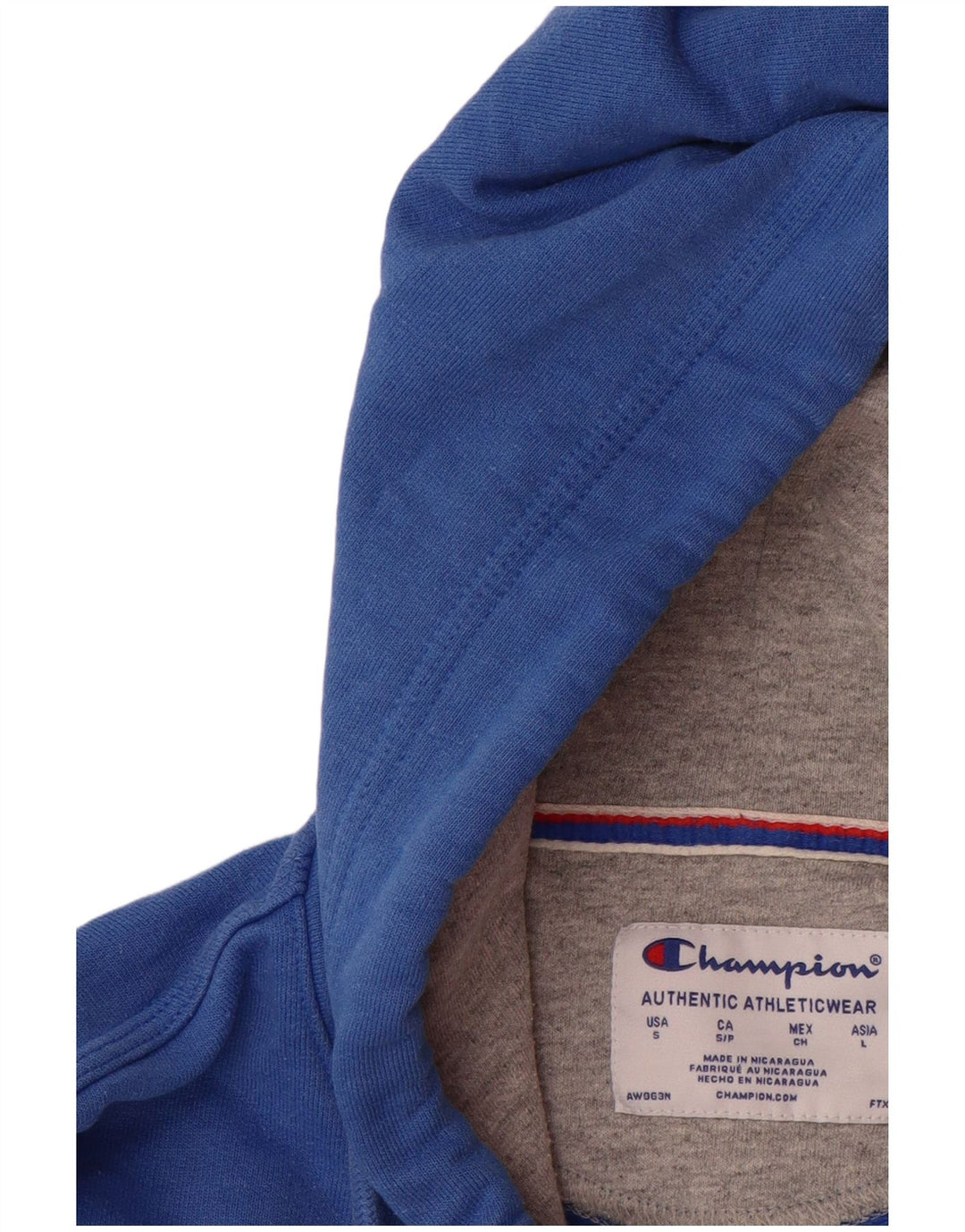 CHAMPION Mens Graphic Hoodie Jumper Small Blue Cotton