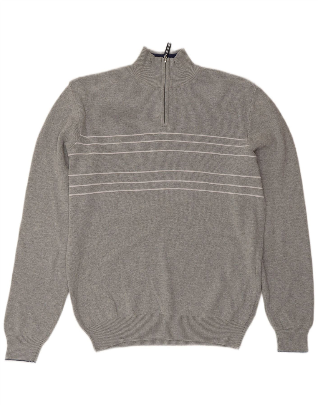 Marks & Spencer Herren Blauer Harbor-Pullover mit Reißverschluss am Hals, Größe S, Grau