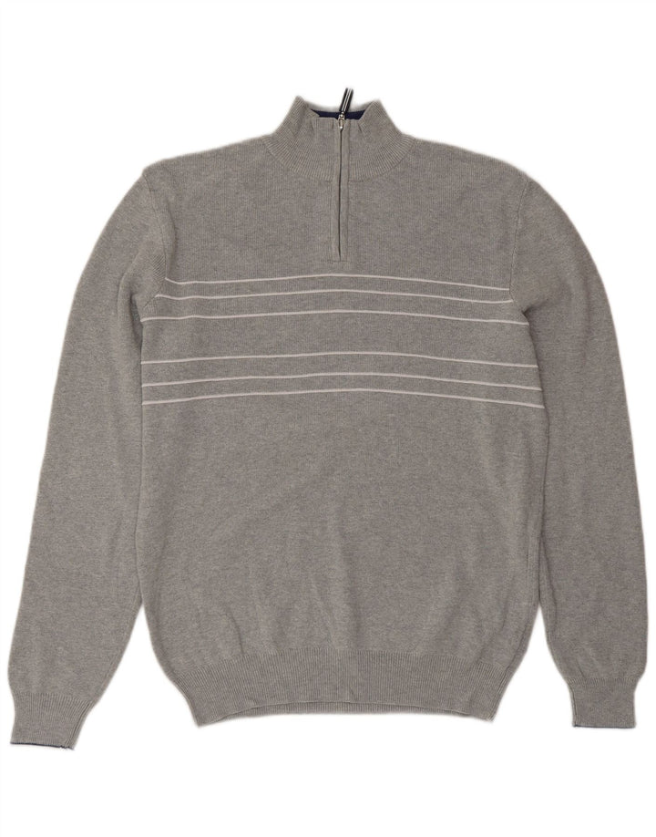 Marks & Spencer Herren Blauer Harbor-Pullover mit Reißverschluss am Hals, Größe S, Grau