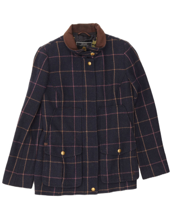 Joules Damen Bomberjacke UK 12 Medium Marineblau kariert Wolle
