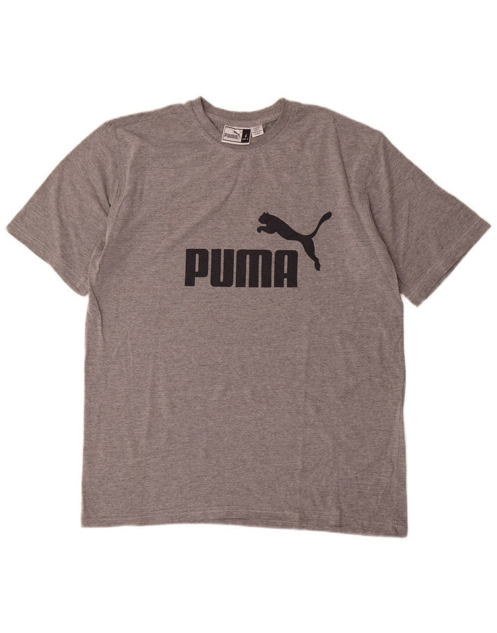 Puma Herren-T-Shirt mit Grafik, groß, grau gesprenkelte Baumwolle