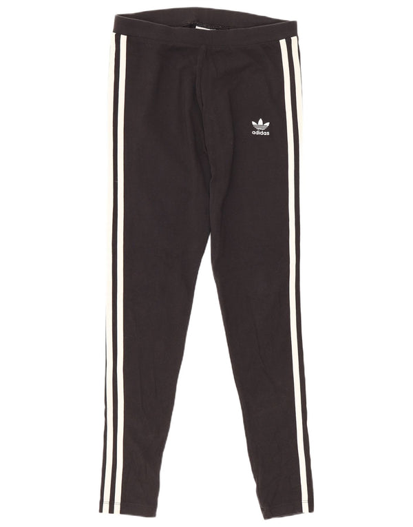 Adidas Damen Leggings UK 10 Small Schwarz Baumwolle