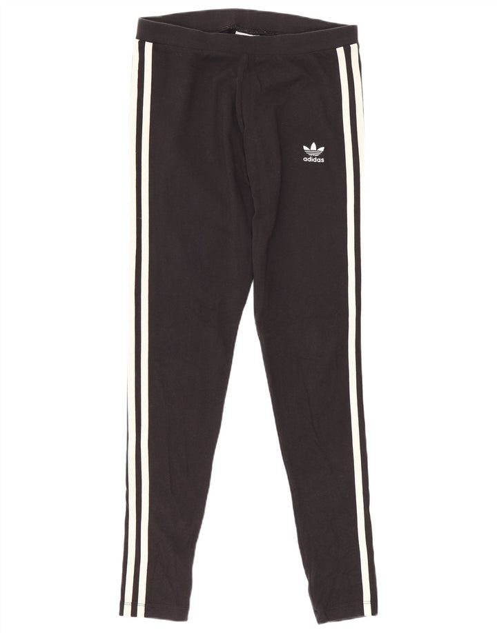 Adidas Damen Leggings UK 10 Small Schwarz Baumwolle
