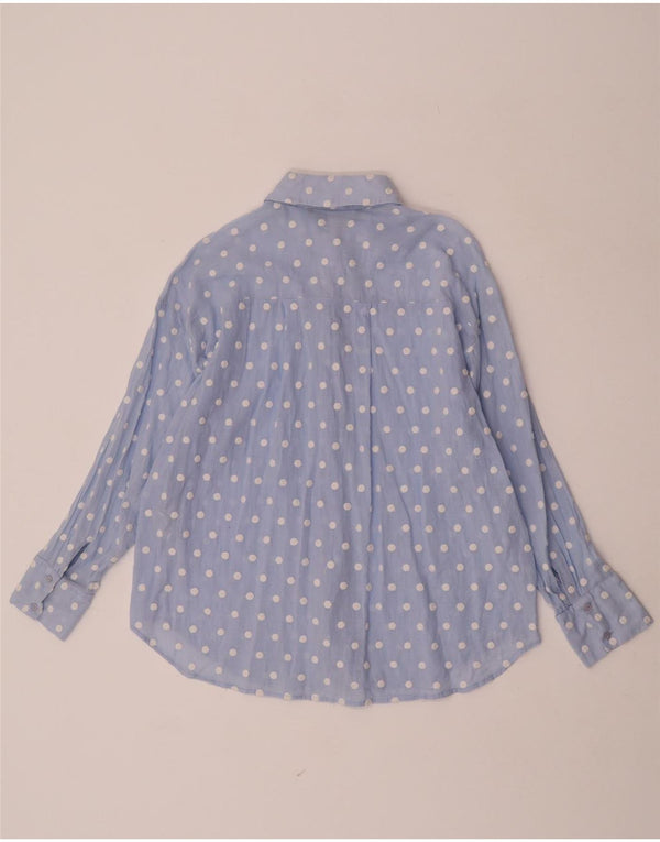 Zara Damen-Hemd UK 10 Small Blue Polka Dot Polyester