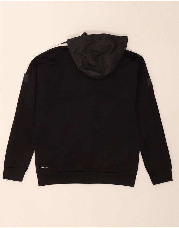 Adidas Boys Aeroready Zip Hoodie Sweater 11-12 Jahre Schwarzer Farbblock