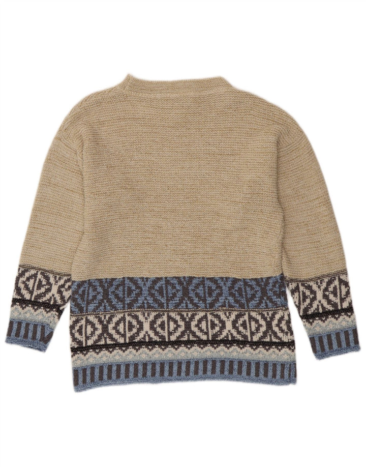 Camelot Damen-Pullover mit Rundhalsausschnitt, Gr. 10, klein, beige, geometrisch