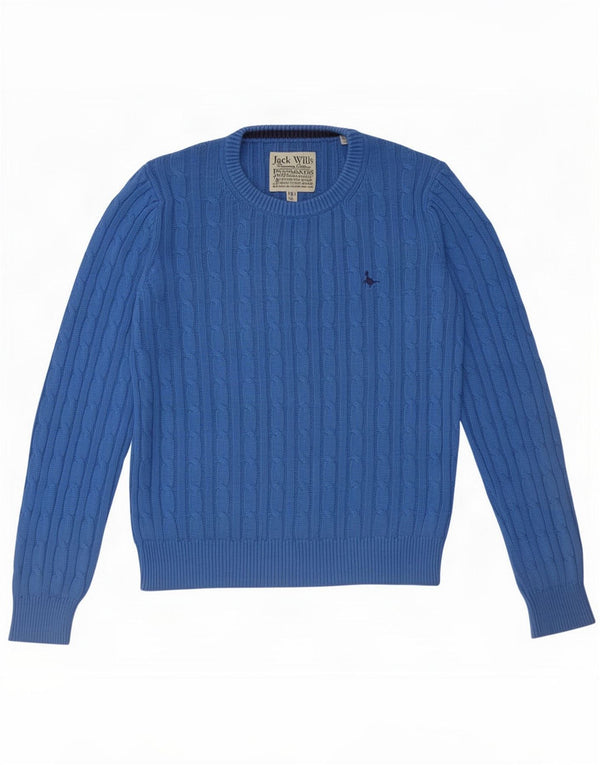 Jack Wills Damen-Pullover mit Rundhalsausschnitt, Gr. 8, Blau, Baumwolle