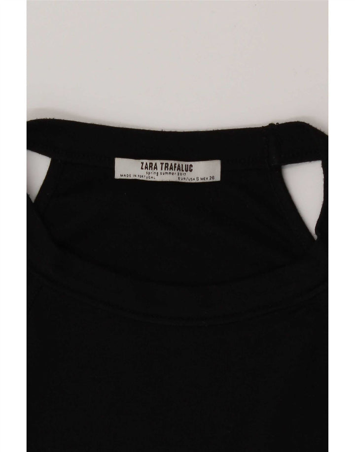 Zara Damen Crop Neckholder Top UK 8 Small Schwarz